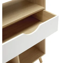 Gifi Rangement|Étagère sur pieds 5 compartiments 1 tiroir blanc naturel