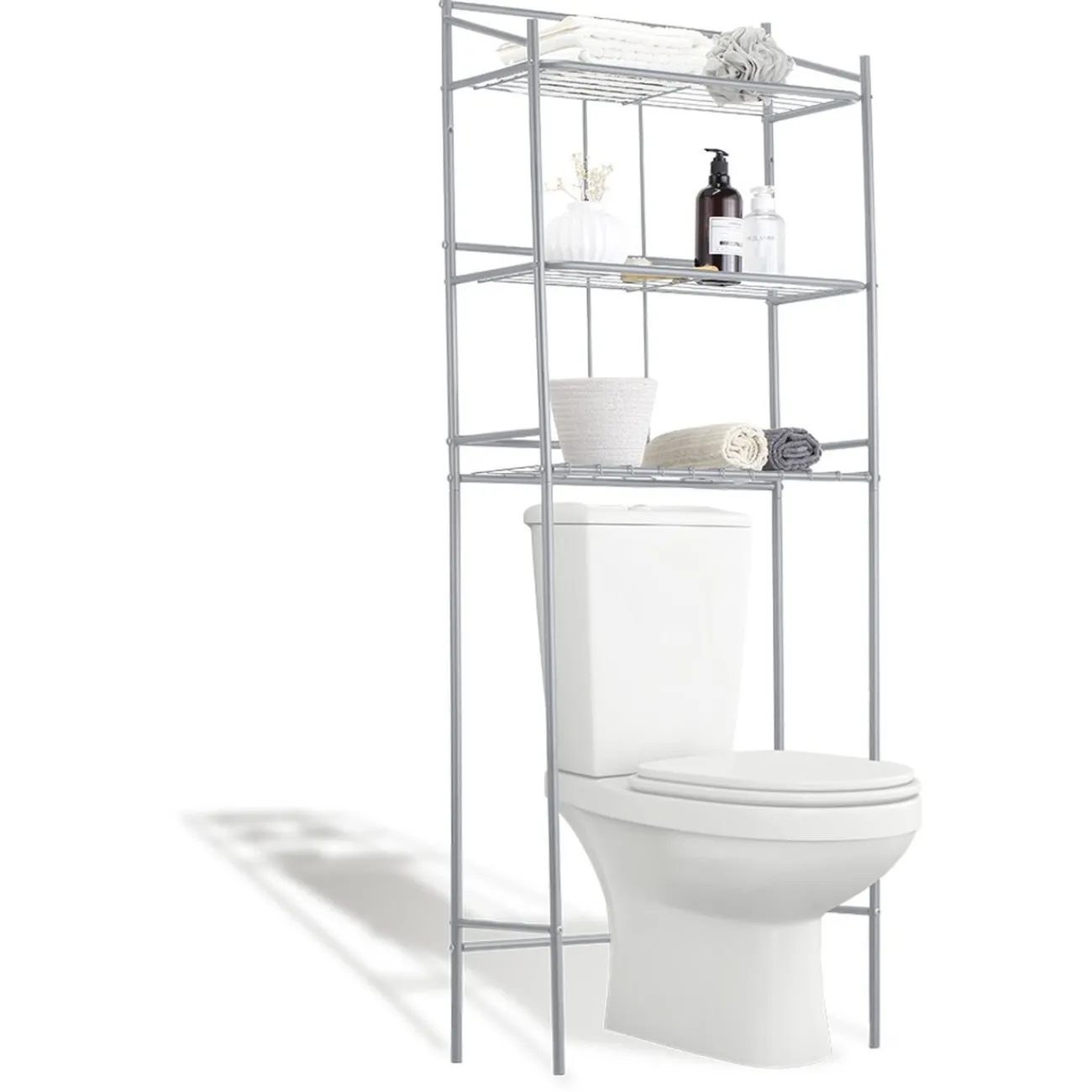 Gifi Equipement Wc^Étagère WC 3 niveaux acier gris 59,5x26,5xH170cm