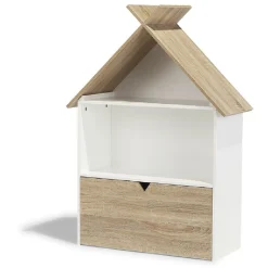 Gifi Rangement|Étagère Woody blanche et bois clair 1 tiroir 2 niches