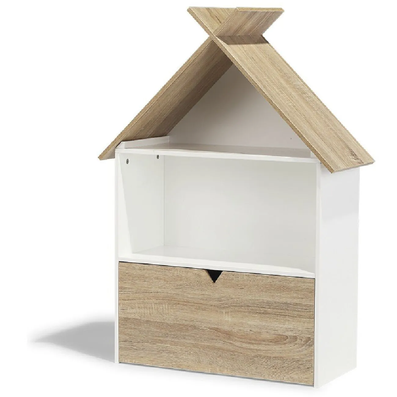 Gifi Rangement|Étagère Woody blanche et bois clair 1 tiroir 2 niches