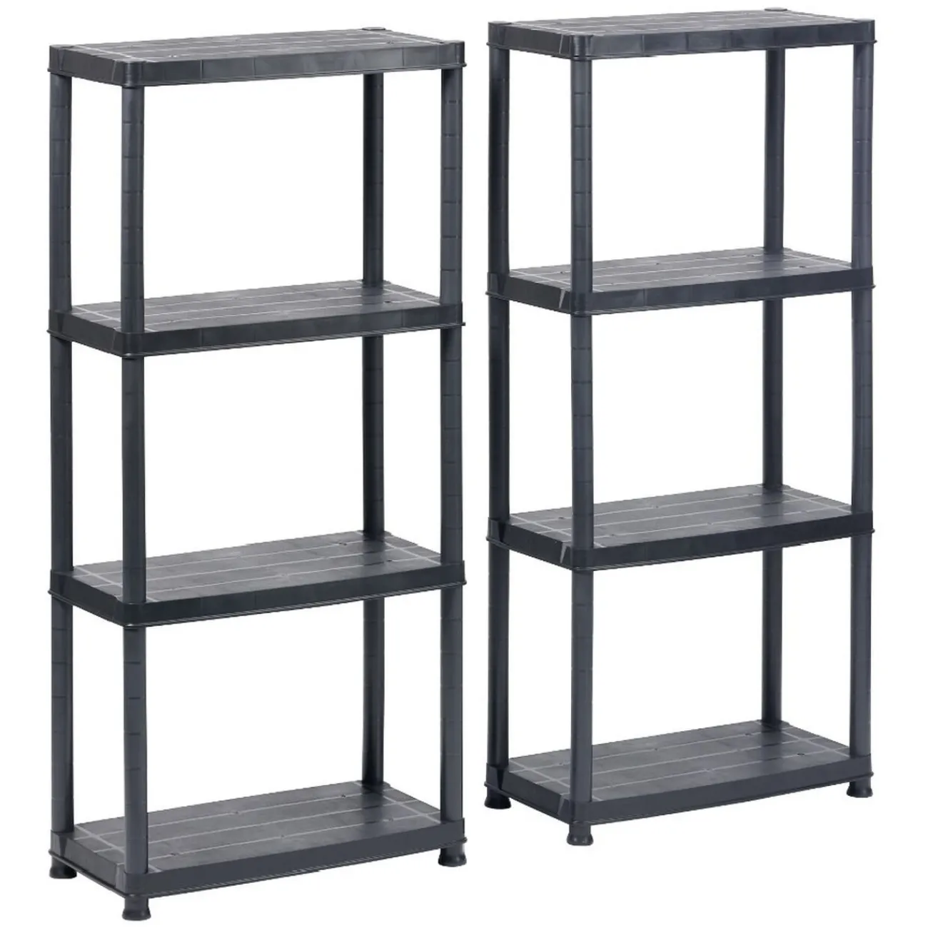 Gifi Rangement|Étagères noires en plastique 4 niveaux x2