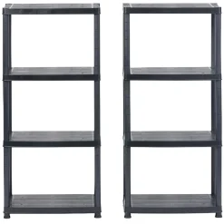 Gifi Rangement|Étagères noires en plastique 4 niveaux x2