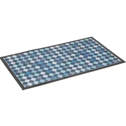 Gifi Nettoyage Et Entretien|Tapis anti poussière rectangulaire motif losange bleu et blanc