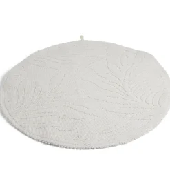Gifi Aménagement Salle De Bain^Tapis de bain motif feuilles rond Ø70cm coton beige