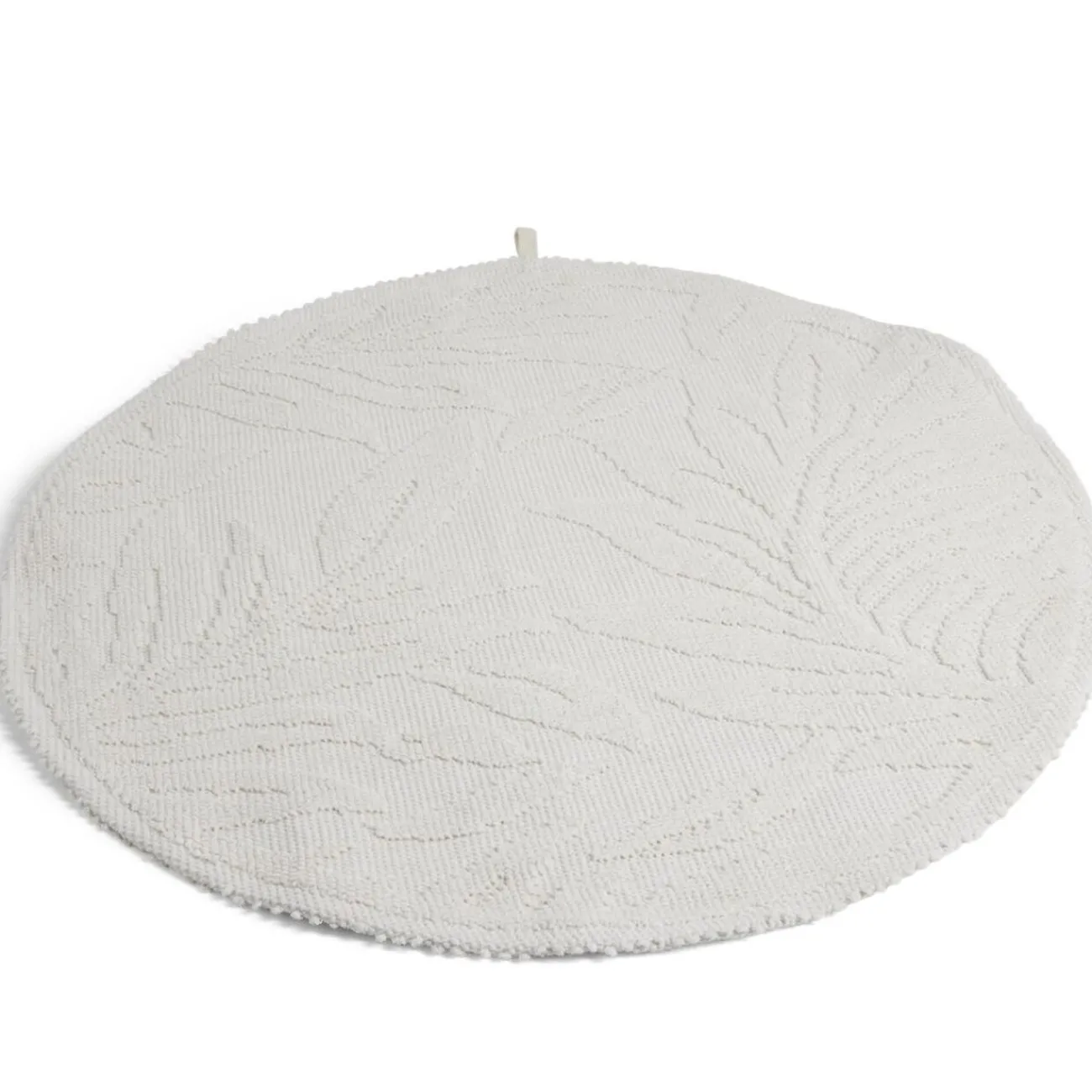 Gifi Aménagement Salle De Bain^Tapis de bain motif feuilles rond Ø70cm coton beige