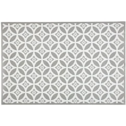 Gifi Nettoyage Et Entretien|Tapis de cuisine en vinyle imprimé rosace blanc et gris L. 70 cm