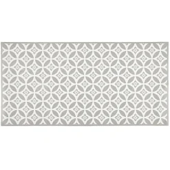 Gifi Nettoyage Et Entretien|Tapis de cuisine en vinyle imprimé rosace blanc et gris L. 99 cm