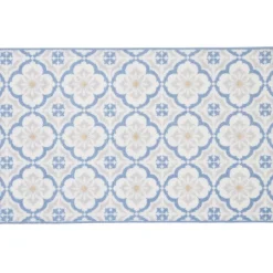 Gifi Nettoyage Et Entretien|Tapis de cuisine imprimé carreau de ciment bleu et blanc 80x50cm