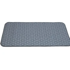 Gifi Nettoyage Et Entretien|Tapis de cuisine imprimé rosaces bleu gris 80x45 cm