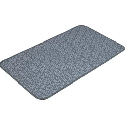 Gifi Nettoyage Et Entretien|Tapis de cuisine imprimé rosaces bleu gris 80x45 cm