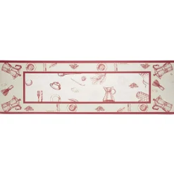Gifi Nettoyage Et Entretien|Tapis de cuisine imprimé rouge et blanc 150 x 45 cm