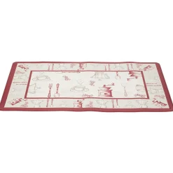 Gifi Nettoyage Et Entretien|Tapis de cuisine imprimé rouge et blanc 75 x 45 cm