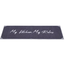 Gifi Nettoyage Et Entretien|Tapis de cuisine My Kitchen My Rules gris et blanc 120x50 cm