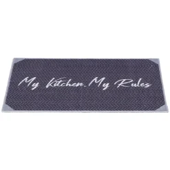 Gifi Nettoyage Et Entretien|Tapis de cuisine My Kitchen My Rules gris et blanc 80x50 cm