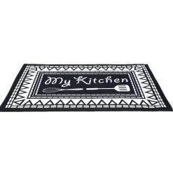 Gifi Nettoyage Et Entretien|Tapis de cuisine My Kitchen noir et blanc 50x70cm