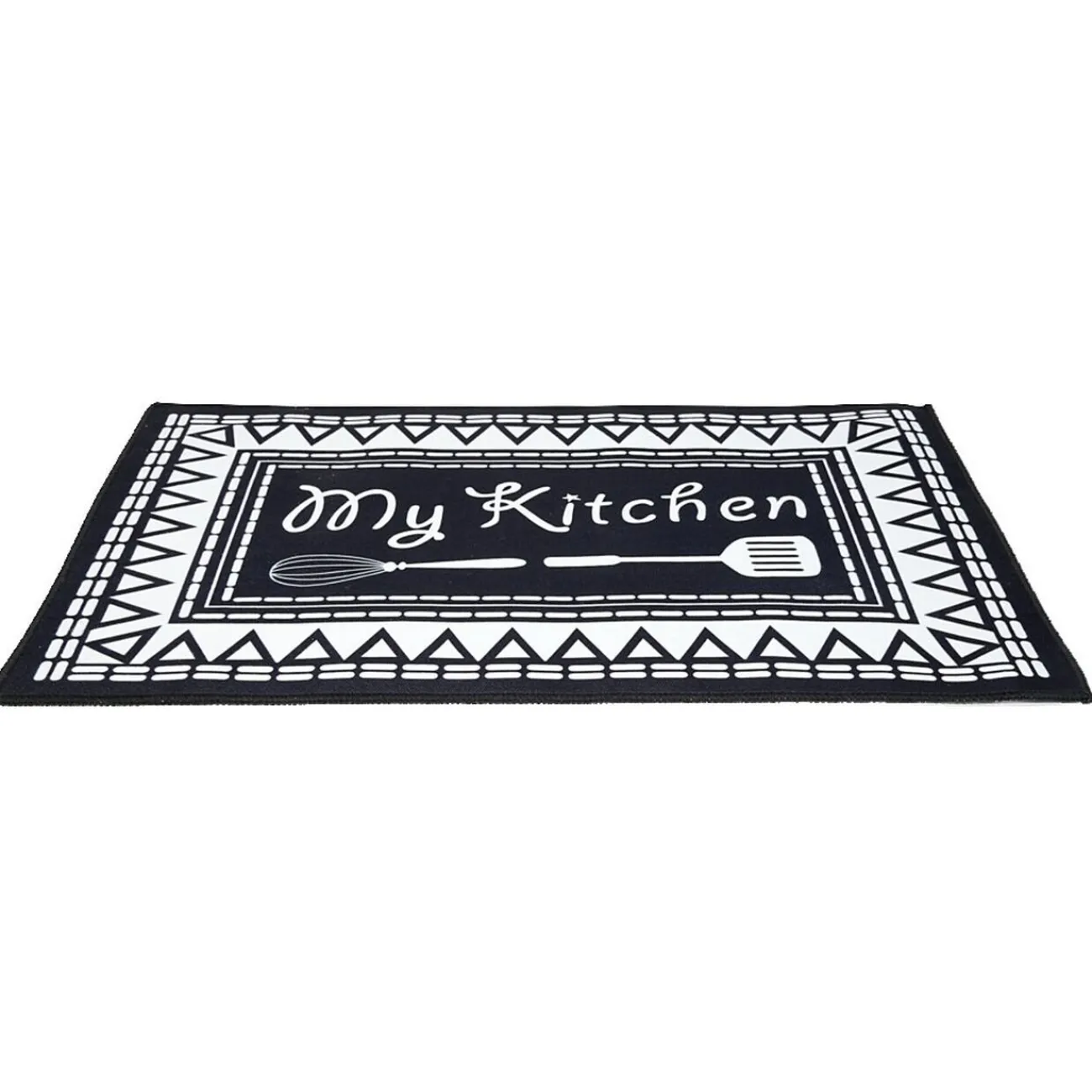 Gifi Nettoyage Et Entretien|Tapis de cuisine My Kitchen noir et blanc 50x70cm