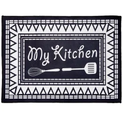 Gifi Nettoyage Et Entretien|Tapis de cuisine My Kitchen noir et blanc 50x70cm