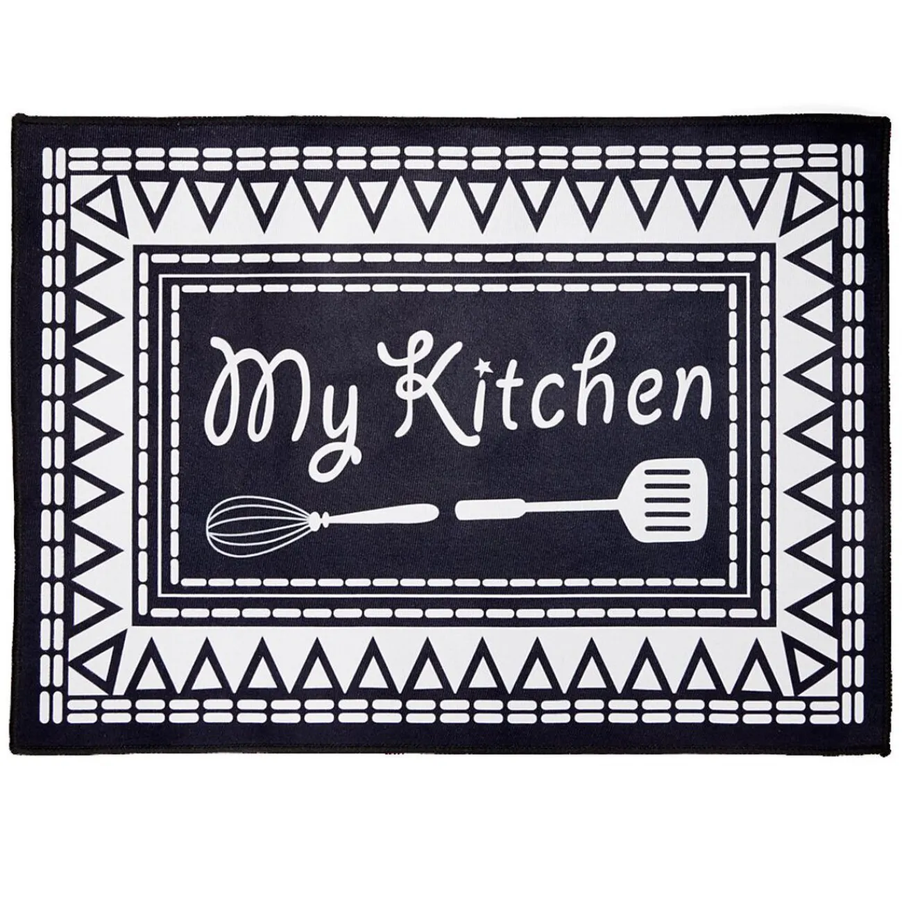 Gifi Nettoyage Et Entretien|Tapis de cuisine My Kitchen noir et blanc 50x70cm