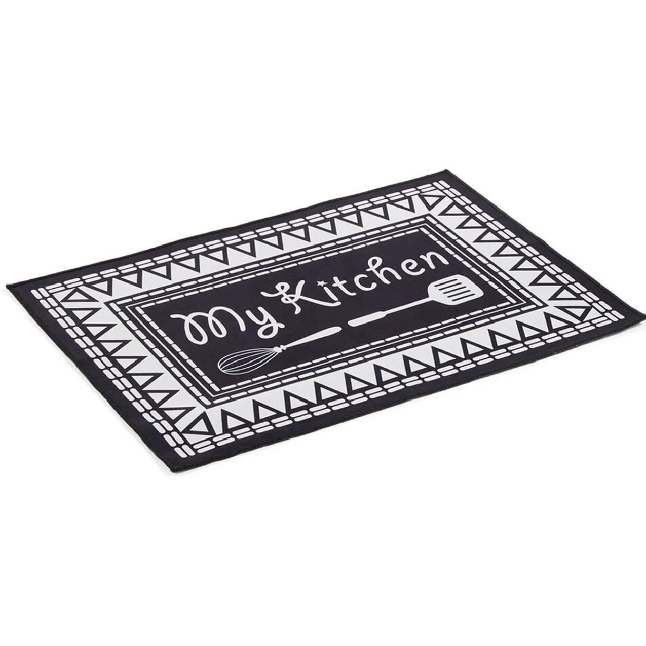 Gifi Nettoyage Et Entretien|Tapis de cuisine My Kitchen noir et blanc 50x70cm