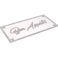 Gifi Nettoyage Et Entretien|Tapis de cuisine vinyle imprimé Bon appétit gris et blanc 100x49,5cm