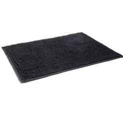 Gifi Aménagement Salle De Bain^Tapis de salle de bain chenille noir 45x65cm