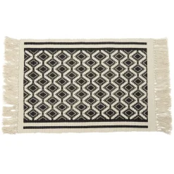 Gifi Aménagement Salle De Bain^Tapis de salle de bain en tissu à motif graphique noir et blanc