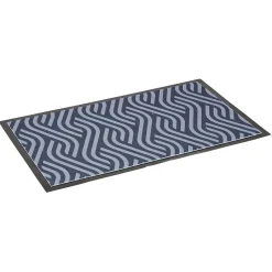 Gifi Nettoyage Et Entretien|Tapis entrée anti poussière rectangulaire motif vague bleu contour noir