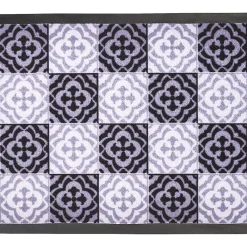 Gifi Nettoyage Et Entretien|Tapis entrée anti poussière rectangulaire motif carreau de ciment noir blanc