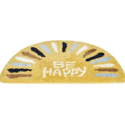 Gifi Aménagement Salle De Bain^Tapis salle de bain demi lune jaune Be Happy microfibre 50x70cm