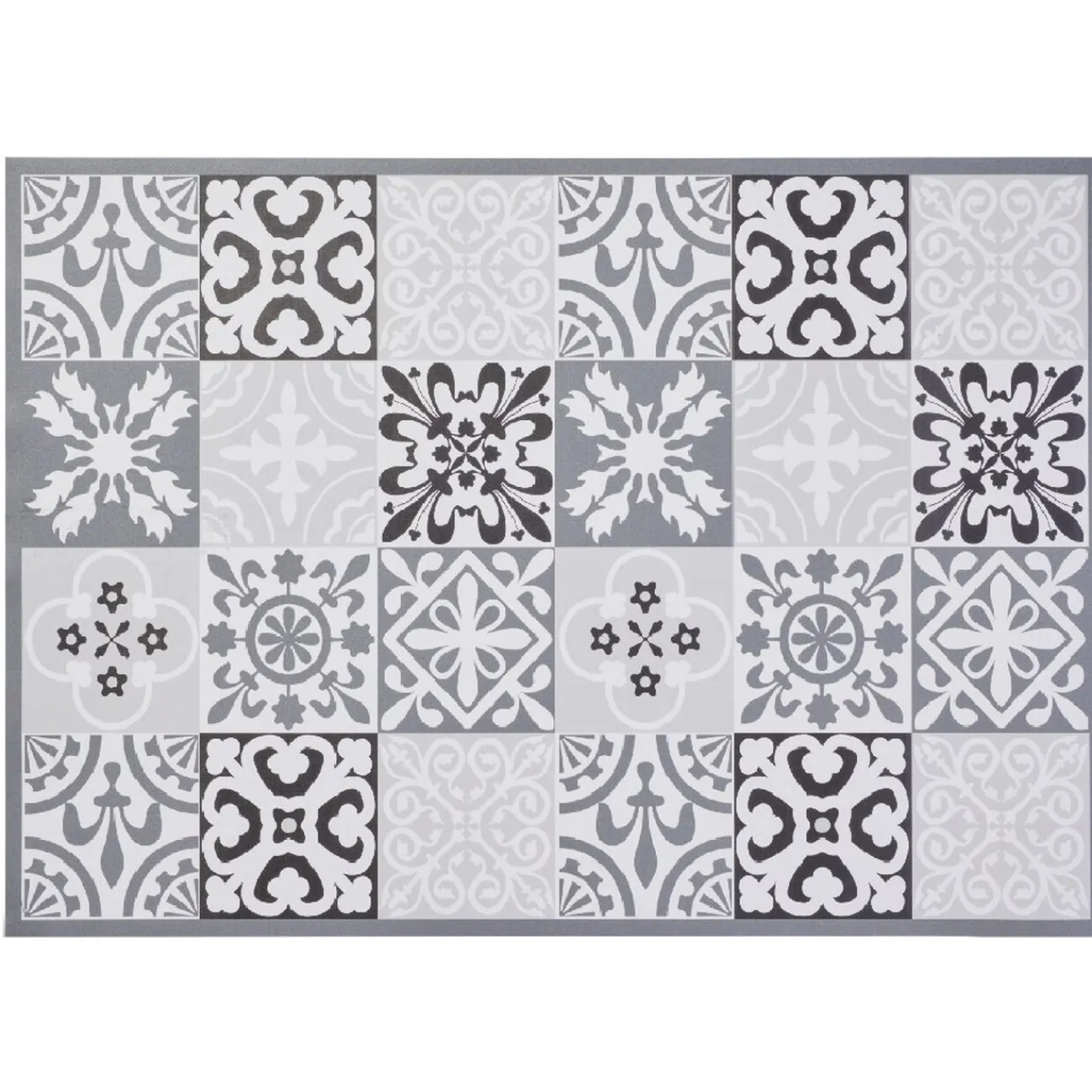 Gifi Nettoyage Et Entretien|Tapis vinyle imprimé carreau de ciment noir gris L. 70 cm