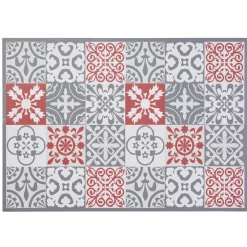 Gifi Nettoyage Et Entretien|Tapis vinyle imprimé carreau de ciment rouge gris L. 70 cm