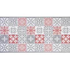 Gifi Nettoyage Et Entretien|Tapis vinyle imprimé carreau de ciment rouge gris L. 99 cm