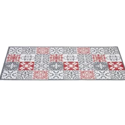 Gifi Nettoyage Et Entretien|Tapis vinyle imprimé carreau de ciment rouge gris L. 99 cm