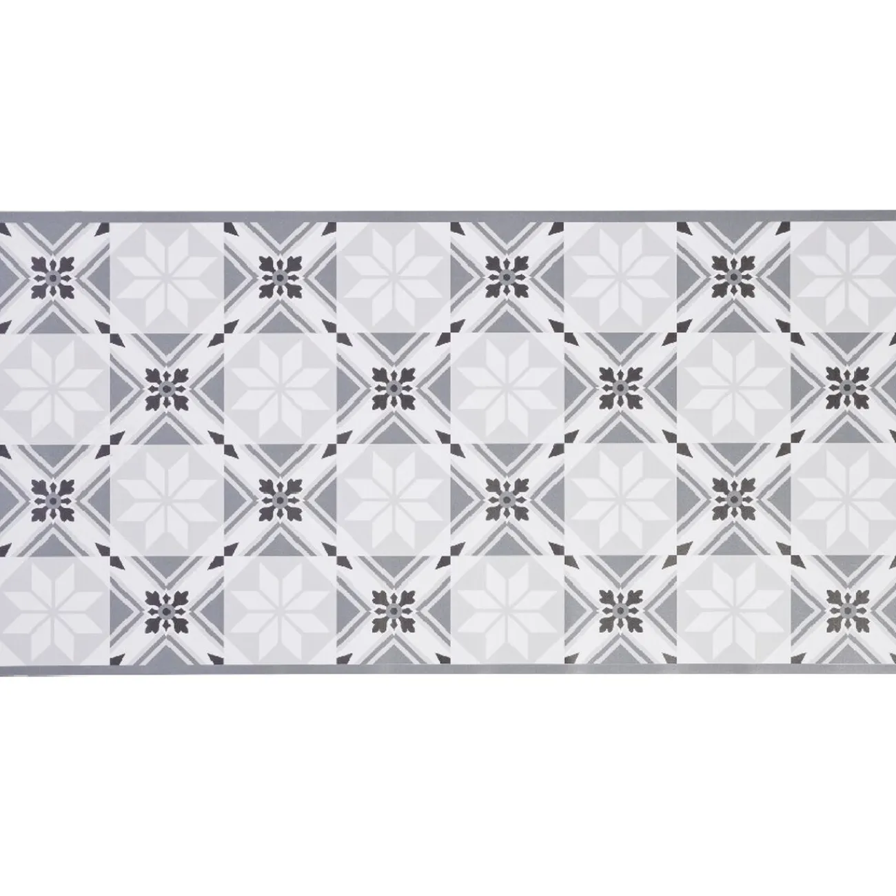 Gifi Nettoyage Et Entretien|Tapis vinyle imprimé carreau de ciment noir gris L. 99 cm