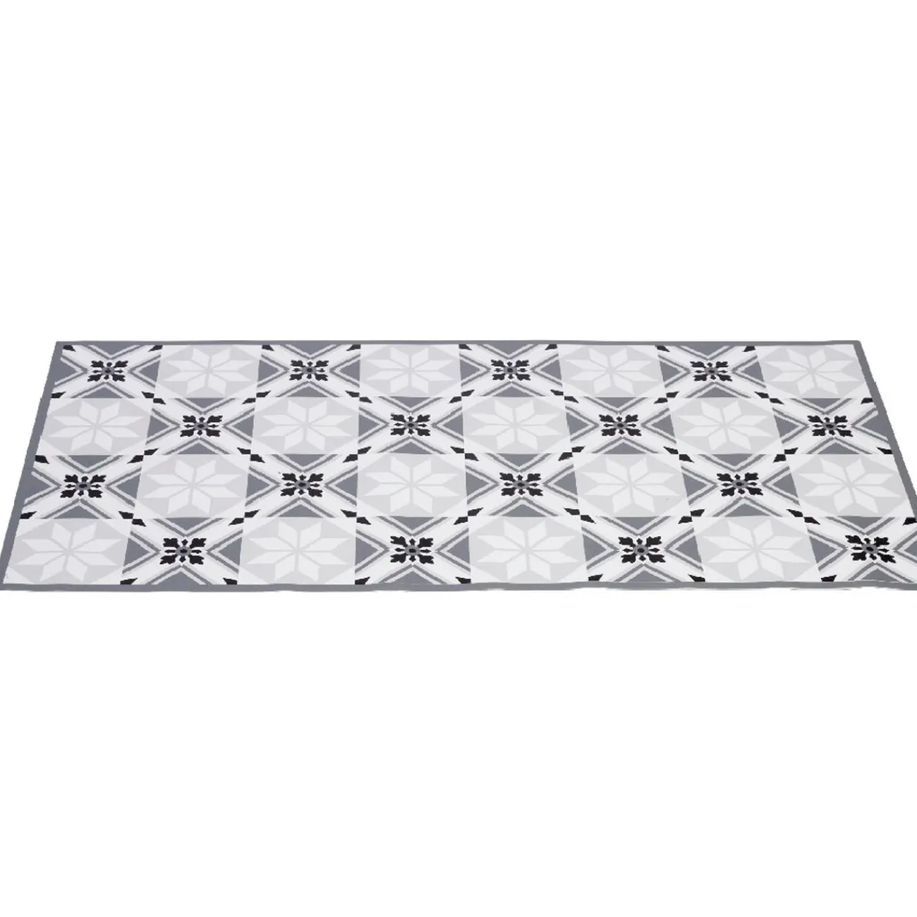 Gifi Nettoyage Et Entretien|Tapis vinyle imprimé carreau de ciment noir gris L. 99 cm