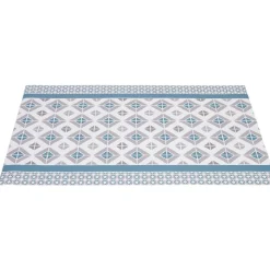 Gifi Nettoyage Et Entretien|Tapis vinyle imprimé géométrique bleu gris L. 70 cm