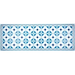 Gifi Nettoyage Et Entretien|Tapis vinyle motif carreau de ciment bleu et blanc 70x190cm