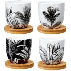 Gifi Tasse à café avec sous-tasse en bois x4