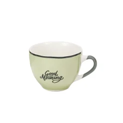 Gifi Tasse à café en porcelaine vert avec inscription "Good Morning" 22 cl