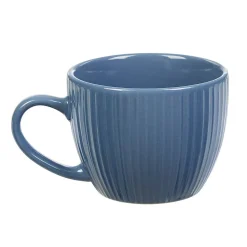 Gifi Tasse à expresso en faïence 10 cl bleu et rainures verticales relief