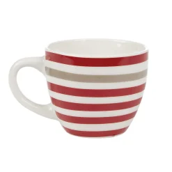 Gifi Tasse à expresso porcelaine blanc à rayures rouge gris 9 cl