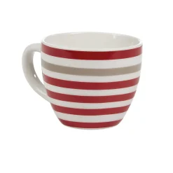 Gifi Tasse à expresso porcelaine blanc à rayures rouge gris 9 cl