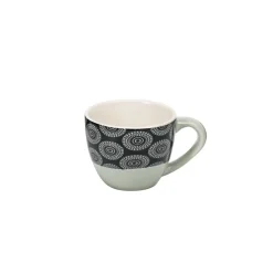 Gifi Tasse à expresso porcelaine motif rosace noir blanc 9 cl