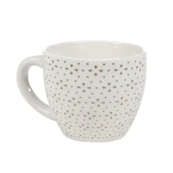 Gifi Tasse à expresso porcelaine blanc à motif fleur taupe 9 cl