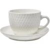 Gifi Tasse embossée avec sous-tasse faïence blanc x4
