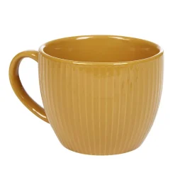 Gifi Tasse en faïence 23 cl uni jaune moutarde rainures verticales relief