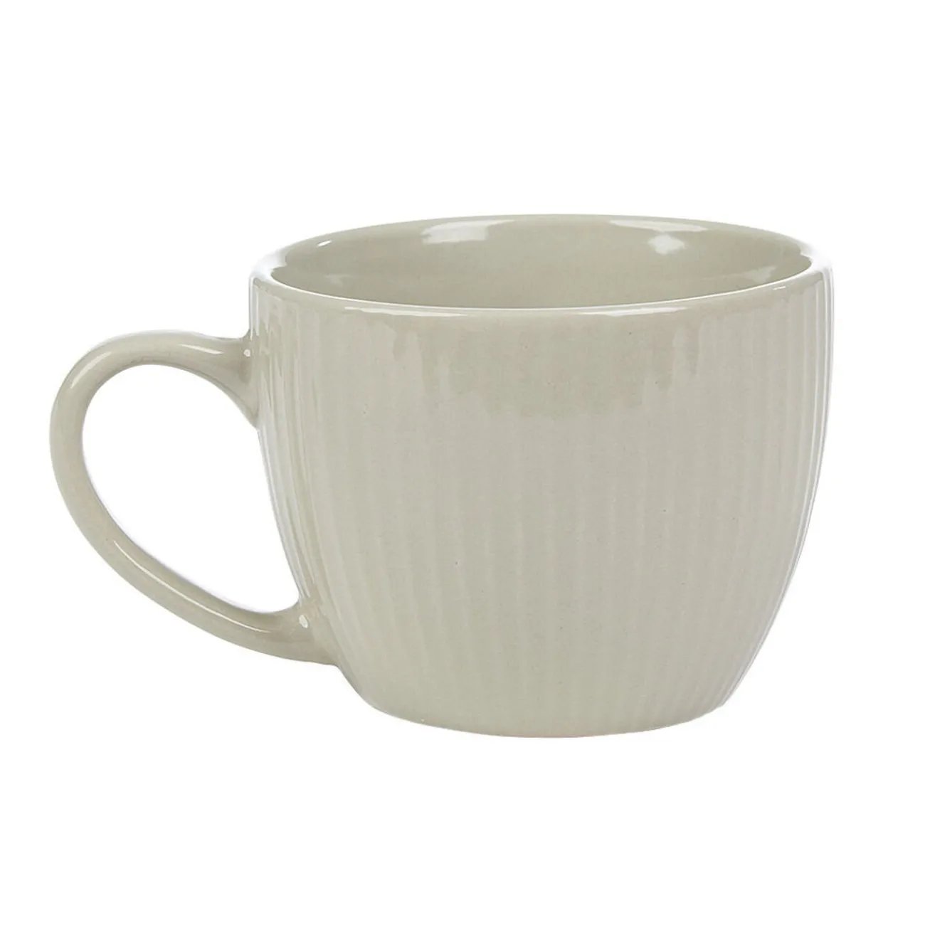 Gifi Tasse en faïence 23 cl uni lin avec rainures verticales en relief