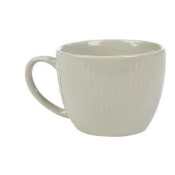 Gifi Tasse en faïence 23 cl uni lin avec rainures verticales en relief