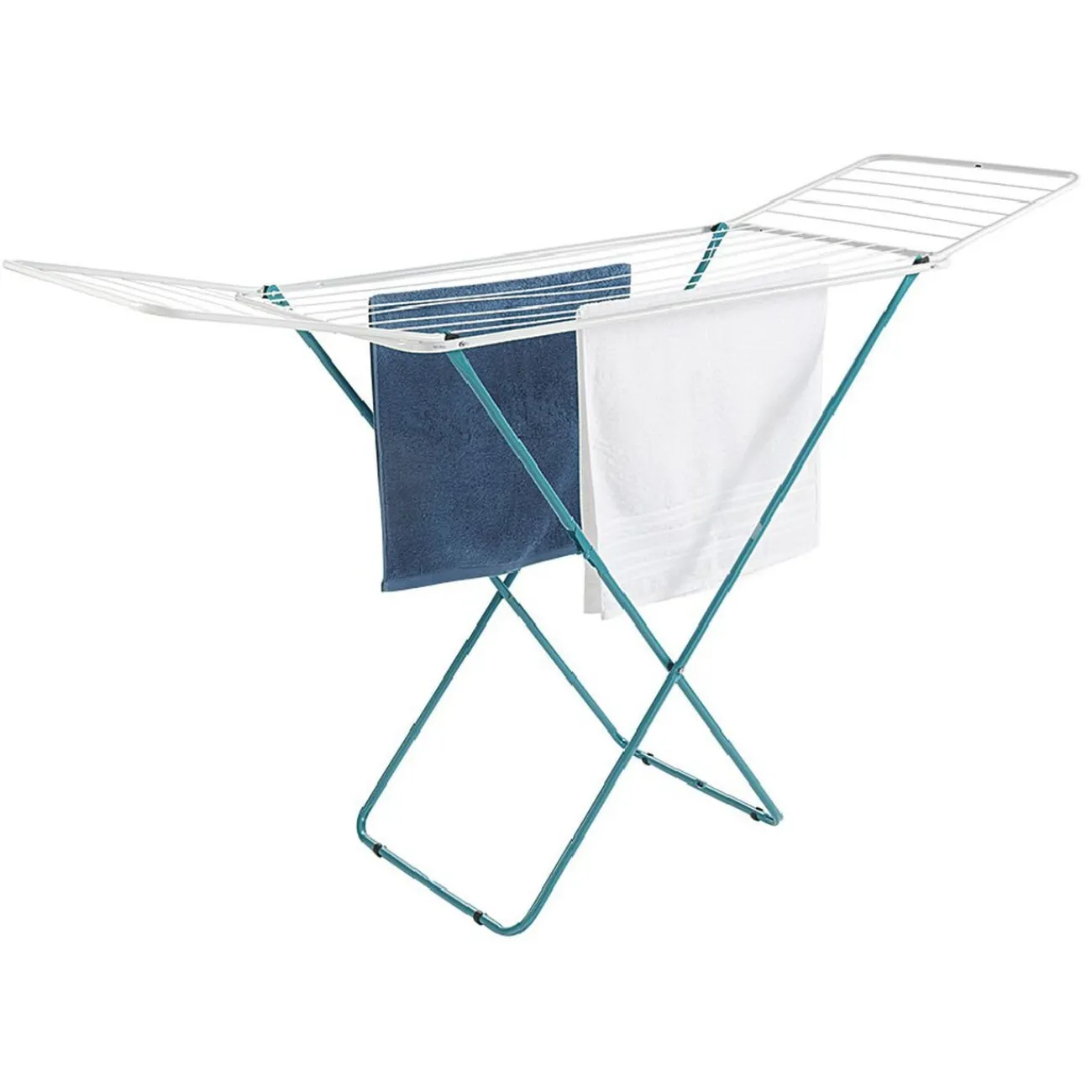 Gifi Entretien Du Linge|Étendoir à linge horizontal turquoise et blanc 18 m d'étendage