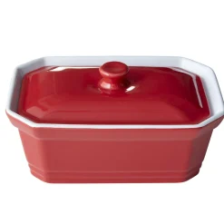 Gifi Terrine avec couvercle et presse rectangulaire rouge blanche